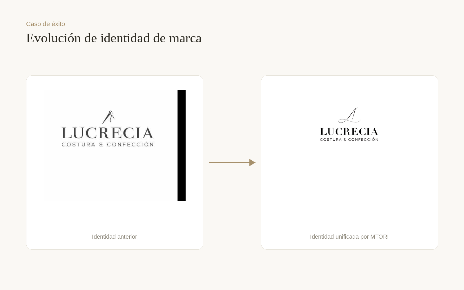 Lucrecia Costura & Confección — Unificamos dos versiones del logotipo en una sola identidad coherente para redes sociales y papelería.